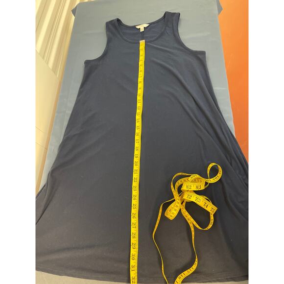 Time and Tru Casual Sleeveless Crewneck Flare Midi Dress Navy Blue L(12-14) - Picture 6 of 8